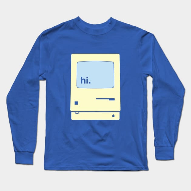Vintage Computer Saying hi Long Sleeve T-Shirt by terrybain